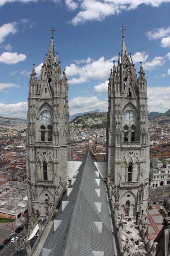 Atop the bell tower downtown Quito