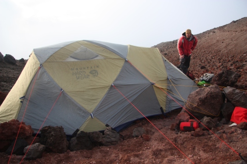 100' of guyline and our tent was secured to the side of Cotopaxi
